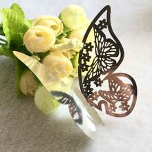 50 张 3D 蝴蝶座位卡 酒杯座位卡，蝴蝶婚礼座位名片，镂空蝴蝶座位卡 婚礼派对装饰，非常适合婚礼、毕业典礼、生日派对、周年纪念 - 墙贴可增强氛围，圣诞节