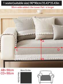 1件装四季通用沙发坐垫套，现代简约防尘防滑防泼溅雪尼尔面料，可水洗，保暖防褪色，时尚清新家居装饰，宠物友好，适用于L型沙发，卧室、办公室、客厅等场所。 - 淺灰色 - 查看 14