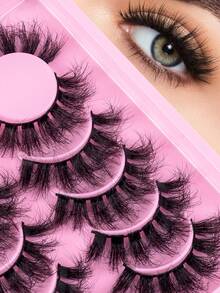 6对漫画睫毛猫眼睫毛仿貂睫毛狐狸眼睫毛自然浓密假睫毛角色扮演旅行必备化妆工具 - 濃密款 - 查看 1