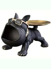 1pc Bulldog Figurine Storage Decor, Large Mouth Dog Statue Artistic Crafts, Home Living Room Office Bookshelf Decor, Tabletop Display Foyer Decoration, Handmade Home Decor Style Doll, Suitable As Small Gift, Home Essentials