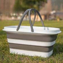 [Nueva idea de picnic al aire libre] 2 opciones de color, cesta de compras/cubo de lavandería plegable de alta calidad, adecuado para almacenamiento y organización: impermeable, aislado, ideal para picnic, comestibles y talla grande, artículo de picnic imprescindible | Diseño moderno con asa | Cesta plegable, cesta de picnic de gran capacidad, cesta de picnic y camping portátil, estilo moderno, plástico, enfriador aislado con asa, cubo plegable de picnic de gran capacidad, cesta portátil de mano cómoda para picnic de primavera al aire libre