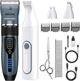 Dog Clippers Grooming Kit Hair Clipper -4 In 1Low Noise -Rechargeable-Cordless Quiet Paw Trimmer Nail Grinder, Trimmer Grooming For Thick Hair&Coats,Pet Shaver For Small And Large Dogs Cats