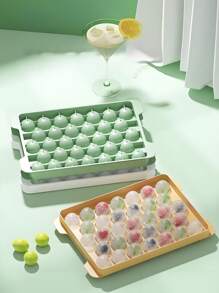 1 pieza Molde redondo de 33 rejillas para hacer bolas de hielo con tapa, herramienta para hacer hielo en esferas, fabricante de bolas de hielo con gran capacidad, opciones de múltiples colores, material de PP de fácil llenado y desmoldado, ideal para whisky, cócteles y bebidas frías, diseño ahorra espacio, perfecto para barras y fiestas en el hogar, se recomienda lavar a mano