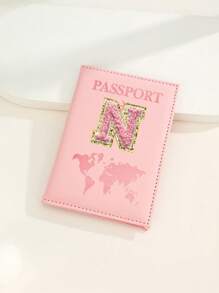 Capa Para Passaporte Com Letras De A A Z, Porta-Passaporte De Viagem Com Estampa De Mapa, Pasta Para Passaporte Rosa, Carteira Para Passaporte Para Viagens De Negócios