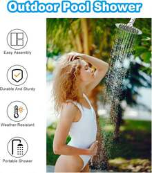 Outdoor Shower Set Portable Outdoor Shower Wooden Outdoor Shower Outdoor Pool Shower With Chassis Board Outdoor Shower Set For Backyard, Poolside, Patio And Garden - Màu be - Xem 2