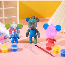 1/2/4/6/8 Pcs Random Cartoon Bear, Art Keychain, DIY Keychain Material Kit, Suitable For Party Gifts, Theme Party Graffiti DIY Materials (Random Box, Color, Style)