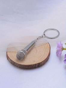1pc Personalized Laser Engraved Microphone Keychain, Mini Realistic Microphone Actor Souvenir Performance Gift, Can Customize Exclusive Text As Gift For Family, Friends Or Lover, Suitable For Graduation, Valentine's Day, Anniversary, Mother's Day, Father's Day, Backpack Decor Pendant - Multicolor - View 4