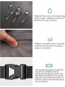 WATERFLY Riñonera cruzada para mujeres y hombres con bolsillos, correa ajustable, Negro, 9.06 x x 3.54 pulgadas - gris - Ver 6