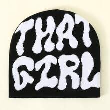 1pc Girl Acrylic Patterned Knit Beanie Hat, Lightweight Skull Design, Suitable For Spring, Autumn, Winter, Skiing, Cycling, Traveling - Multicolor - View 1