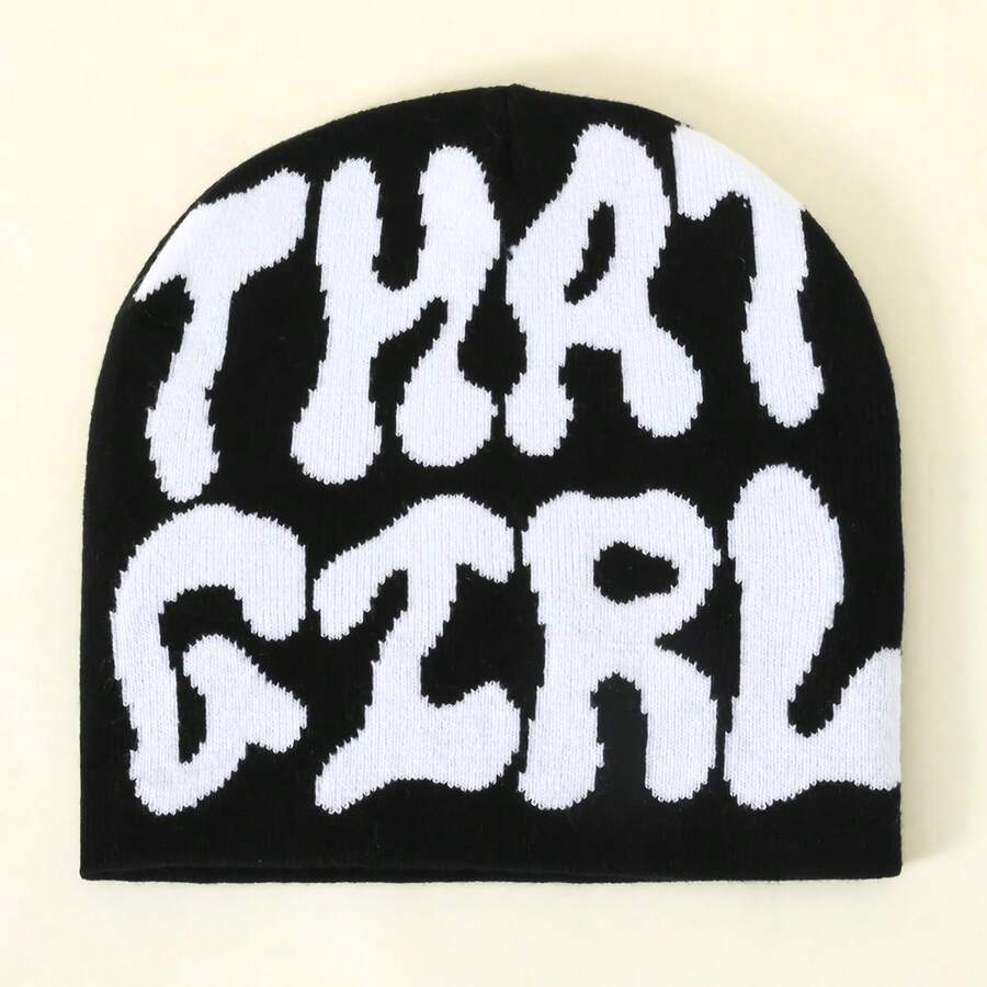 1pc Girl Acrylic Patterned Knit Beanie Hat, Lightweight Skull Design, Suitable For Spring, Autumn, Winter, Skiing, Cycling, Traveling - Multicolor - View 1