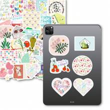 50 piezas de Pegatinas decorativas con estampado floral y vegetal, pegatinas impermeables de PP coloridas adecuadas para botellas de agua, patinetas, portátiles, diarios DIY, equipaje, recompensas en el aula, actividades padres-hijos