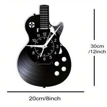 Vintage Rock Guitar Vinyl Record Wall Clock, Retro Music Black Clock, Bedroom Home Decor, Ideal Gift For Guitar Masters And Players