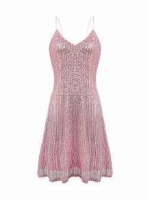Robe à bretelles col en V pailletée, robe de fête mini à franges sans ceinture, robe de cocktail de soirée, robe de soirée élégante pour gala, anniversaire, mariage