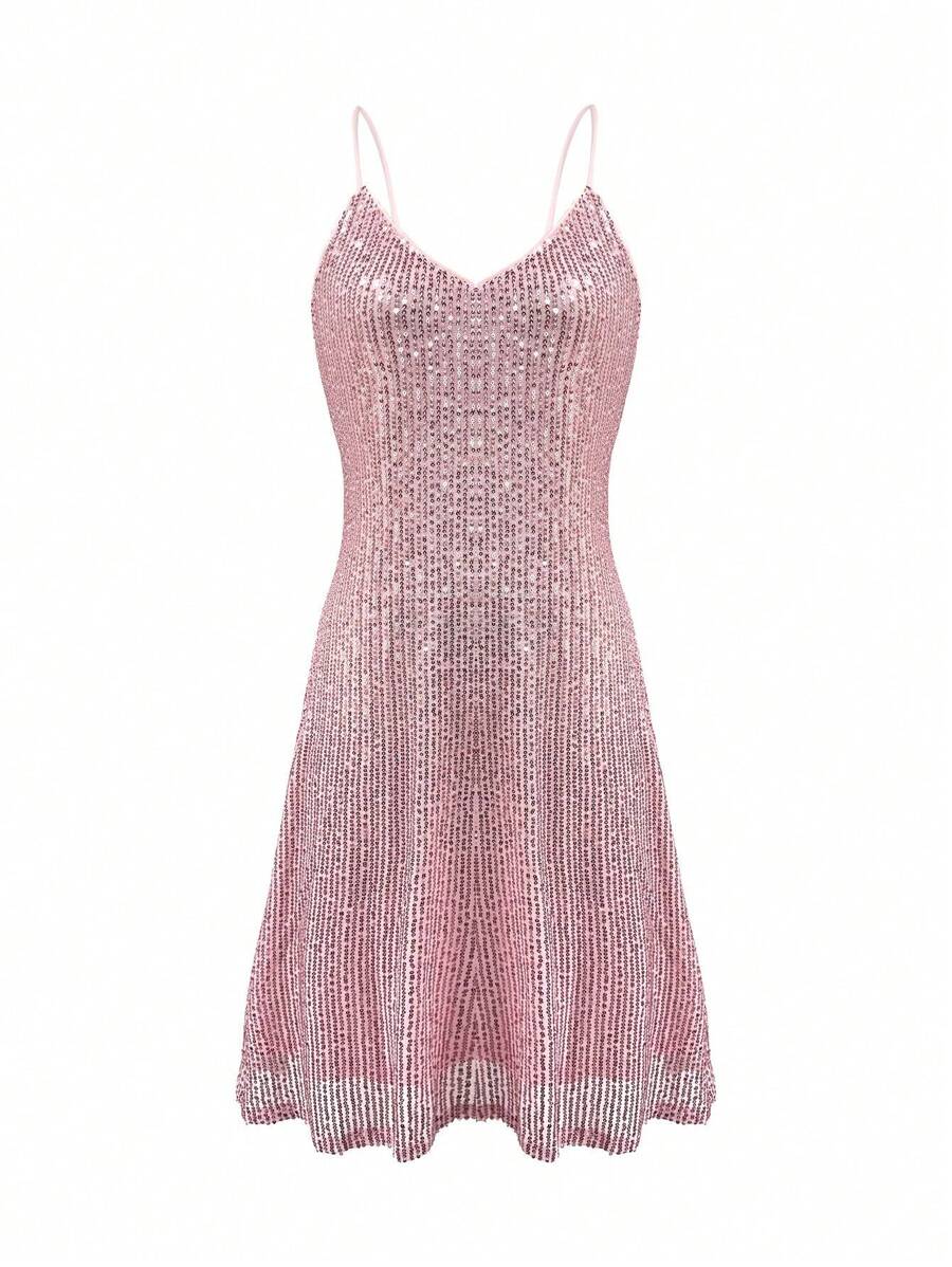 Robe à bretelles col en V pailletée, robe de fête mini à franges sans ceinture, robe de cocktail de soirée, robe de soirée élégante pour gala, anniversaire, mariage