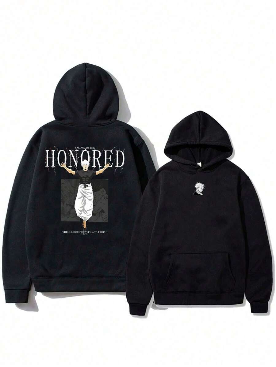 Gojo Sweatshirt Streetwear Cold Weather Blouse New Arrival Warm Cotton Coat Flannel Sweatshirt - Immediate Shipping - màu đen - Xem 1
