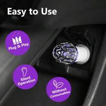 1pc Crystal Car Air Purifier, 12V Plug-In Negative Ion Generator, PM2.5 & Smoke Removal, Silent Operation, No Consumables, Car Interior Accessory, Creative Gift, Ionizer Air Cleaner