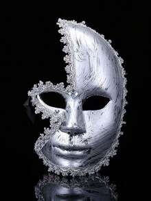 1pc Antique Gold And Silver Rhinestone Masquerade Party Half Face With Venetian Party Halloween Mask Creative Personalized - A - View 8