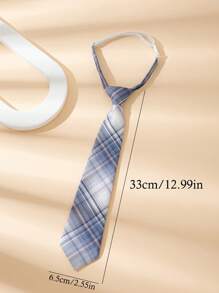 1pc 33cm Checkered Pre-Tied Tie For Teenagers & Children,  Student Necktie With Accessory For Festive Occasions, Performances, Suits & Dress Shirts