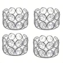 Set Of 10/4/1 Silver & Gold Crystal Candle Holders, Perfect For Elegant Dining Table Centerpieces, Weddings, Parties And Creative Gifts, Suitable For Decorating Christmas, Halloween And Other Holidays
