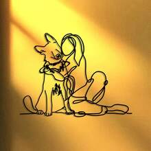 1 bucată femeie care îmbrățișează ciobanesc german artă de perete din sârmă de metal – cadou pentru iubitorii de câini pentru acasă, birou sau cafenea – decor unic pentru Ziua Îndrăgostiților, Paște, Ziua Recunoștinței și inaugurarea casei - Negru - Vizualizare 6