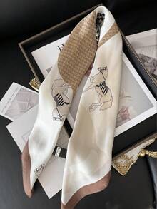 1 chiếc khăn quàng cổ in hình học vuông bandana quấn đầu cho nữ bằng lụa satin, thích hợp sử dụng hàng ngày cho trang phục - Nhiều màu - Xem 4