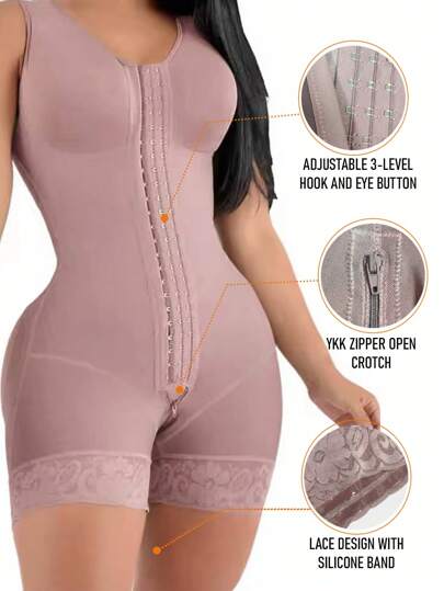 Vêtement façonnant le corps, gaine de taille, contrôle du ventre, relevage des fesses, shapewear à fermeture éclair et bouton une pièce