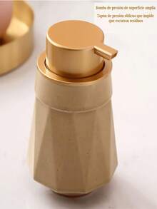 Juego dispensador jabón baño tapete baño accesorios set organización higiene hogar material resistente diseño elegante funcional moderno fácil limpieza practicidad - Gris - Ver 6