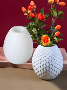 花盆植物水泥粘土石膏硅胶模具龙蛋鳞片花瓶形状DIY条纹香薰瓶环氧树脂工艺品模具硅胶模具烛台制作石膏模具笔收纳模具 - 白色矽膠模具 - 查看 7