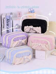 1pc Large Capacity Drawstring Pencil Bag, Minimalist High-Quality Student Stationery Case, Back To School Essential - Multicolor - View 2