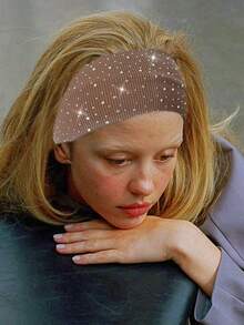 New European And American Fashion Rhinestone Headband, Wide Solid Color Shiny Crystal Elastic Sports Headband For Women, Suitable For Daily Wear, Party, Boho, Made Of Polyester, All Seasons Holiday Essential Hair Accessories Summer Beach Hair Bands - Multicolor - View 4