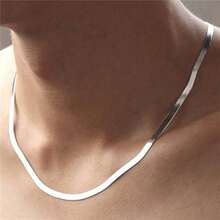 1pc Fashion Minimalist Short Flat Snake Bone Necklace - Flat Snake Bone Necklace - View 4