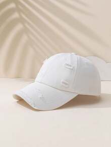 1pc Washed Distressed Casual Fashion Baseball Cap - White - View 4