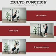 HOMCOM Lat Pull Down Hine With Extra Pulley For Seated Rows Cable Pulley System With Adjustable Seat For Home Gym - Black - View 3