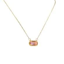 Birthstone Colored Zirconia Oval Pendant Birthday Clavicle Chain Necklace