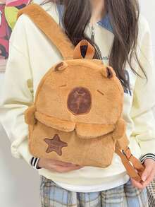 New Capybara Water Pig Double Backpack With A Girl's Heart For Large Capacity Class Backpack - Brown - View 6