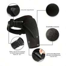 Correa de soporte de un solo hombro unisex, almohadillas ajustables para hombro izquierdo y derecho, adecuada para deportes, gimnasio, trabajo, hogar y viajes - Negro - Ver 6