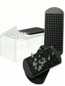 1pc Optional Color Silicone Ice Tray With 160 Mini Cubes & Easy Release Mould For Crushed Ice And Ice Sand - Black - View 10