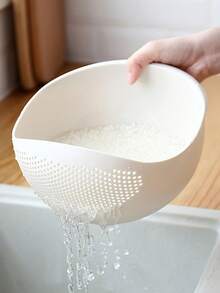 1 Pack Rice Washing Machine Filter Bowl, Plastic Filter Pan, Beans Peas Washing Filter Basket, Drain Sieve, Kitchen Cleaning Gadgets For Vegetables, Fruits, Pasta - Multicolor - View 5