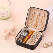 1pc Portable Jewelry Storage Box, Travel Earring Necklace Ring Box, Simple Jewelry Storage Box. - View 5