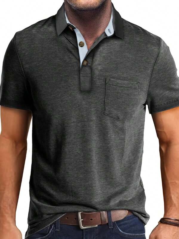 Plus Size Men's Summer Short Sleeve Lapel Pocket Polo Shirt