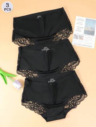 3pcs/Set Women's Sexy Ice Silk Triangle Panties, Fashion For Summer