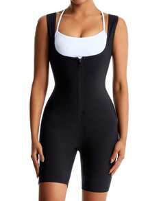1pc Women's Lightweight Sauna Sweat Fitness Yoga Jumpsuit, Workout Jumpsuit For Sports, Gym, Yoga, Summer Gym Accessories For Belly Slimming Girdles, Lumbar Girdles For Belly Slimming Corset