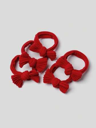 5/10pcs Women Red Bowknot Elastic Hair Tie, For Daily Commute & Match Hair Accessories Hair Ties Ponytail Holders Hair Elastics Hair Rubber Bands Scrunchies Hair Rope, Hair Bobbles ,Gym Sport Outfit ,Gifts Hairbands Head Accessories