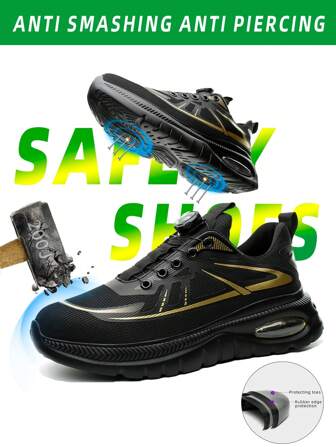 Men's Safety Shoes With Steel Toe Cap, Impact Resistant, Anti-Puncture, Anti-Slip, Lightweight, Soft, Comfortable For Long Standing, Fashionable Sports