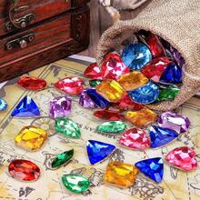 100 颗宝石海盗宝藏珠宝假亚克力宝石多色闪亮钻石塑料宝石带束口袋用于派对桌面装饰海盗派对礼物 - 彩色 - 查看 8