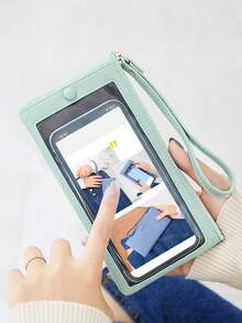 MIYIN Cartera larga de mujer con multifunción de bolso para teléfono táctil, compartimento para tarjetas y muñequera. Cartera de embrague minimalista moderna y casual con cremallera, monedero, bolsa de teléfono móvil para mujeres trabajadoras de cuello blanco, universidad, negocios, oficina, aniversario, pareja, regalo de cumpleaños - Verde - Ver 3