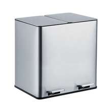 Broadfashion Trash Can, 2 X 4 Gallon (2 X 15 L) Garbage Can For Kitchen, Stainless Steel Step Trash Can With 2 Compartments, Plastic Inner Buckets And Soft-Close Lids, Airtight - Silver - View 1