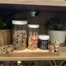 Large White Lid Plastic Treat/Food Container Jar/32oz Clear Storage/Custom Design Screw-On Lid For Small Pets/Bunny/Rabbit Personalized