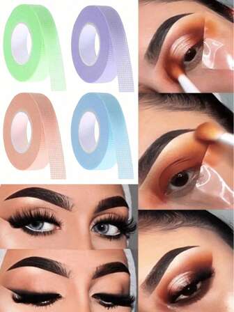 5pcs Eyeshadow Tape, Natural Eyeliner Tape, Eye Makeup Aids, Eye Makeup Finishing Tape, Pink Eyeshadow Tape, Multicolor Eyeshadow Tape, Flexible Skin-Friendly Breathable Eyeshadow Tape, Nose Sticker Self-Adhesive Tape For Makeup, Suitable As A Gift For Mother, Girlfriend
