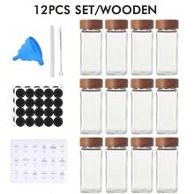 120ml Glass Spice Jars With Wooden Lids, 12pcs/Set Or 24pcs/Set Kitchen Seasoning Containers - Acacia Wood Cap 120ml Seasoning Bottle - View 7